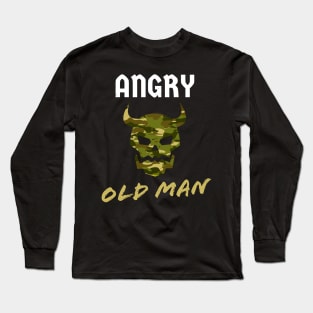 Angry Old Man Camouflage Skull Mens Long Sleeve T-Shirt